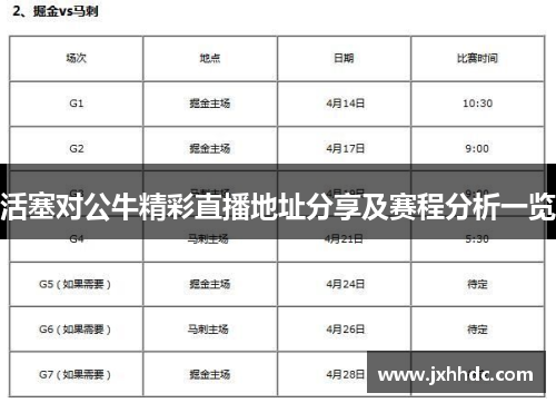 活塞对公牛精彩直播地址分享及赛程分析一览
